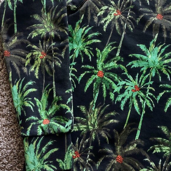 Scotch & Soda All Over Palm Tree Print French Terry Pullover Green Hoodie (M) - Picture 11 of 16